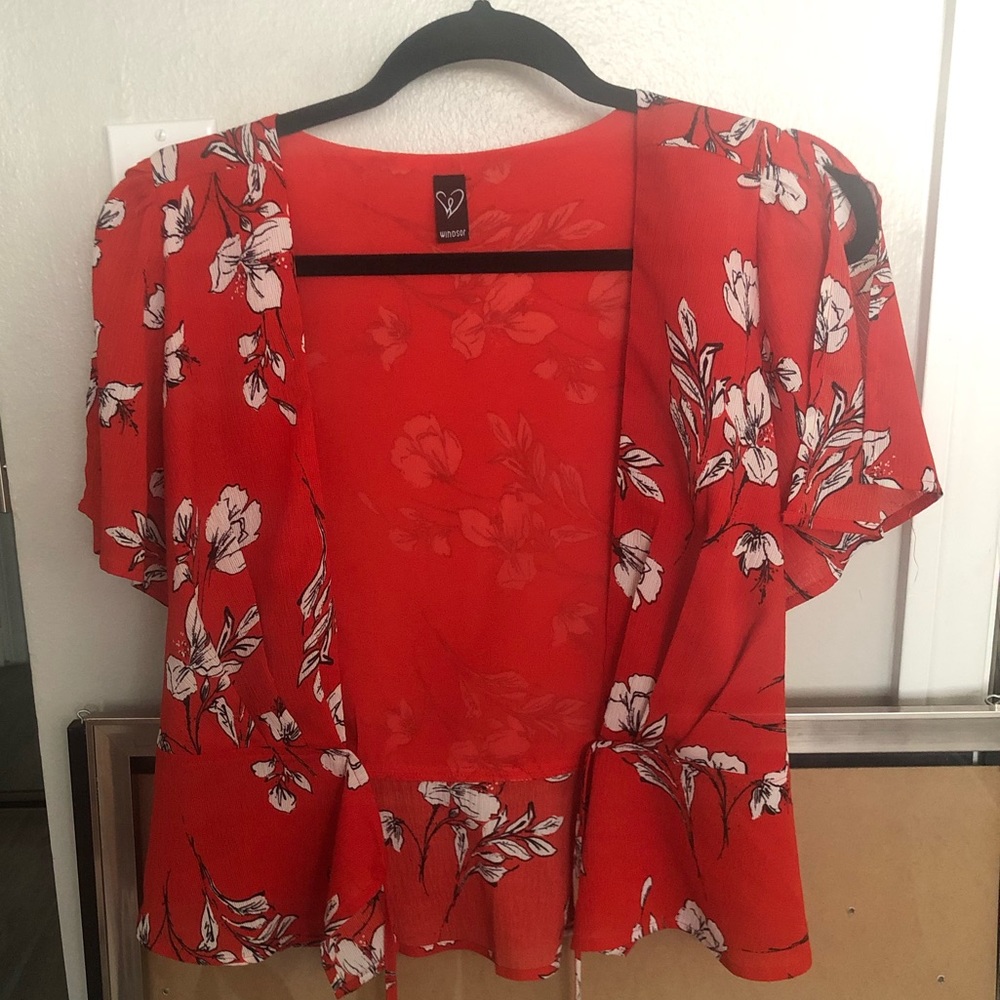 Red floral top